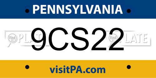 9CS22 Pennsylvania License Plate
