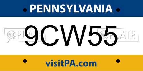 9CW55 Pennsylvania License Plate