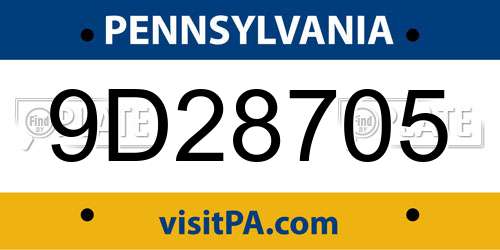 9D28705 Pennsylvania License Plate