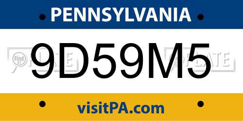 9D59M5 Pennsylvania License Plate