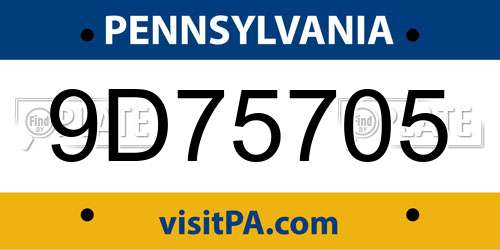 9D75705 Pennsylvania License Plate