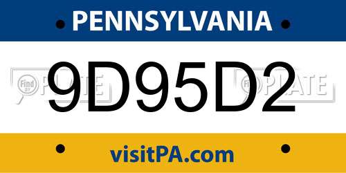 9D95D2 Pennsylvania License Plate