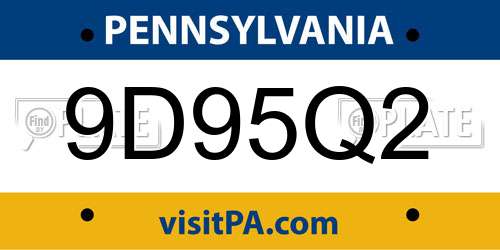 9D95Q2 Pennsylvania License Plate