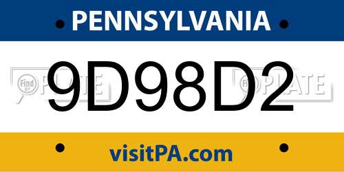 9D98D2 Pennsylvania License Plate