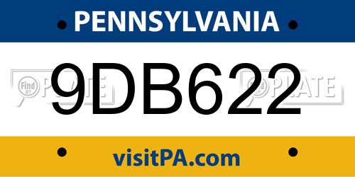 9DB622 Pennsylvania License Plate