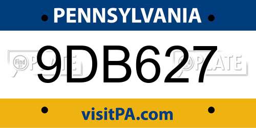 9DB627 Pennsylvania License Plate