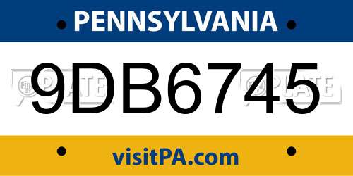 9DB6745 Pennsylvania License Plate