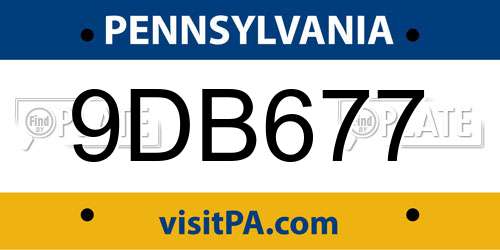 9DB677 Pennsylvania License Plate