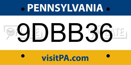 9DBB36 Pennsylvania License Plate