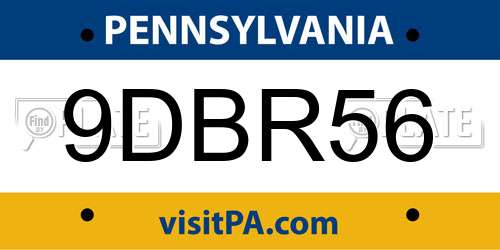 9DBR56 Pennsylvania License Plate