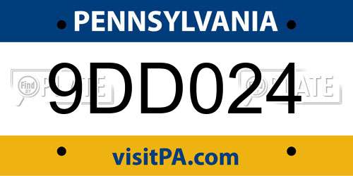 9DD024 Pennsylvania License Plate