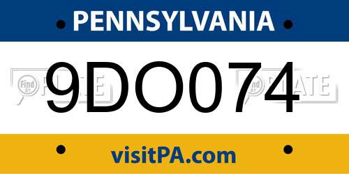 9DO074 Pennsylvania License Plate