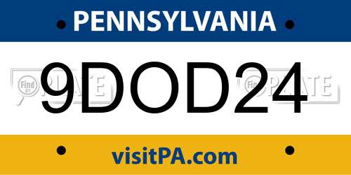 9DOD24 Pennsylvania License Plate
