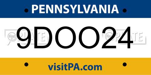9DOO24 Pennsylvania License Plate