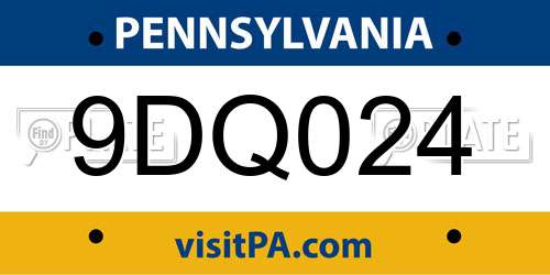 9DQ024 Pennsylvania License Plate