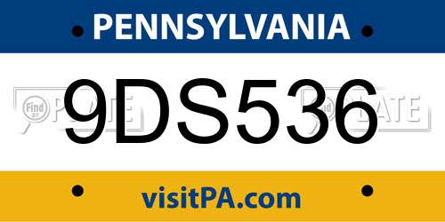 9DS536 Pennsylvania License Plate