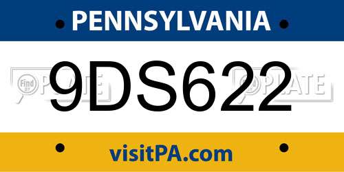9DS622 Pennsylvania License Plate