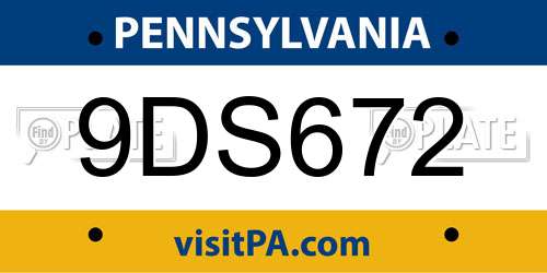 9DS672 Pennsylvania License Plate