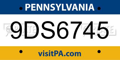 9DS6745 Pennsylvania License Plate