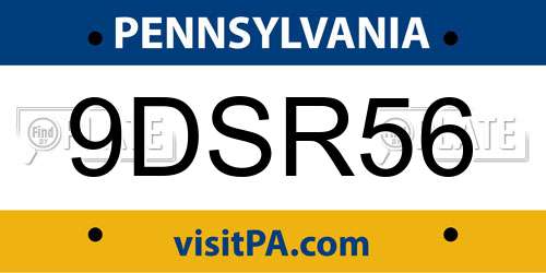 9DSR56 Pennsylvania License Plate