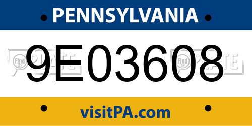9E03608 Pennsylvania License Plate