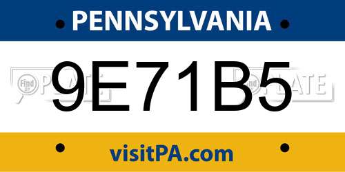 9E71B5 Pennsylvania License Plate