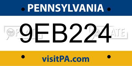 9EB224 Pennsylvania License Plate