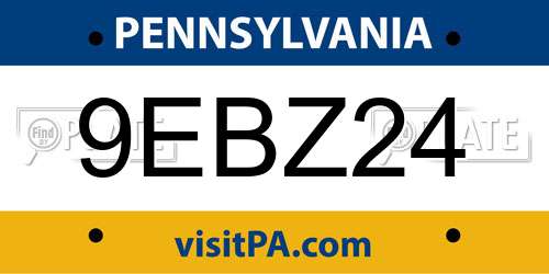 9EBZ24 Pennsylvania License Plate