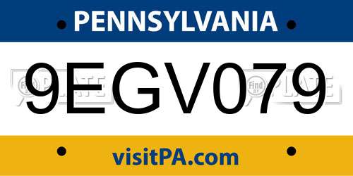 9EGV079 Pennsylvania License Plate