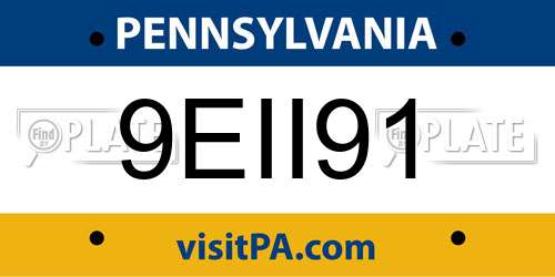 9EII91 Pennsylvania License Plate