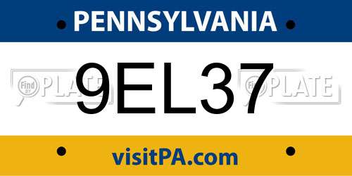 9EL37 Pennsylvania License Plate