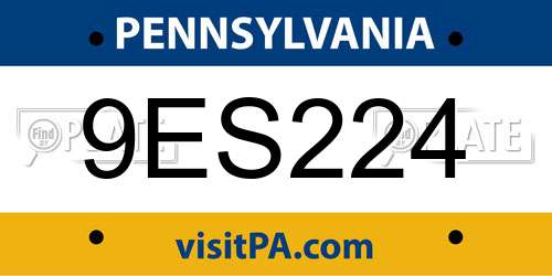 9ES224 Pennsylvania License Plate