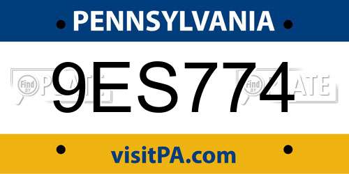 9ES774 Pennsylvania License Plate
