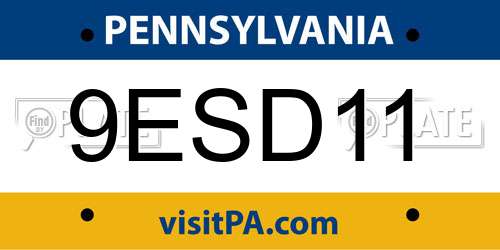 9ESD11 Pennsylvania License Plate
