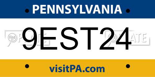 9EST24 Pennsylvania License Plate