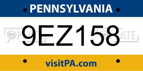 9EZ158 Pennsylvania License Plate