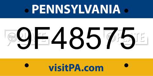 9F48575 Pennsylvania License Plate