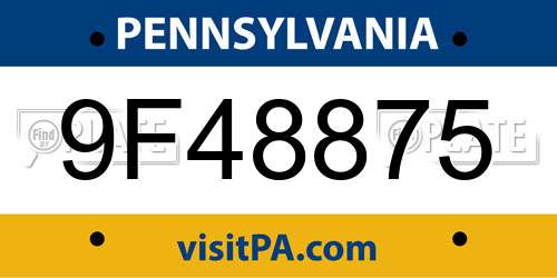 9F48875 Pennsylvania License Plate