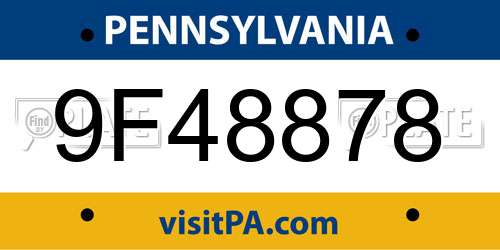 9F48878 Pennsylvania License Plate
