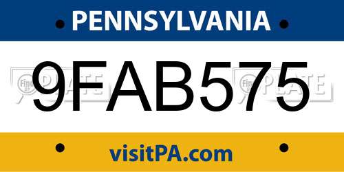 9FAB575 Pennsylvania License Plate