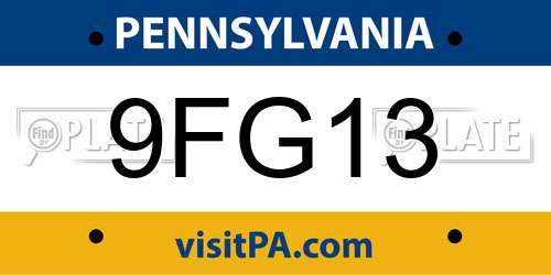 9FG13 Pennsylvania License Plate