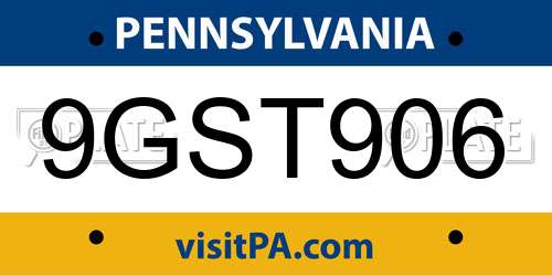 9GST906 Pennsylvania License Plate