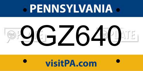 9GZ640 Pennsylvania License Plate