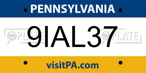 9IAL37 Pennsylvania License Plate