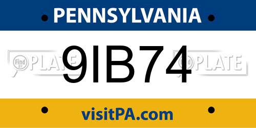 9IB74 Pennsylvania License Plate