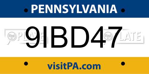 9IBD47 Pennsylvania License Plate