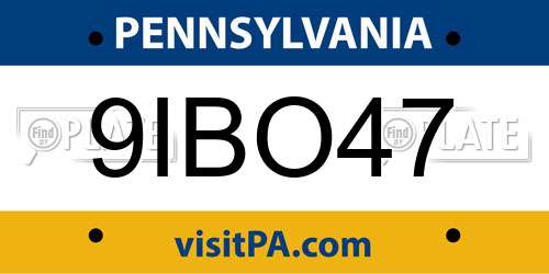 9IBO47 Pennsylvania License Plate