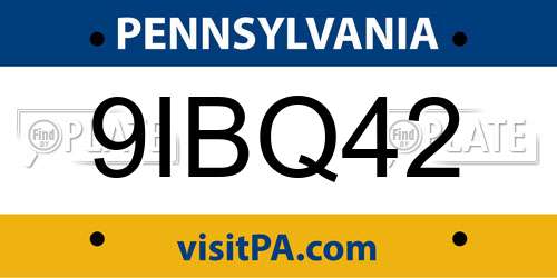 9IBQ42 Pennsylvania License Plate