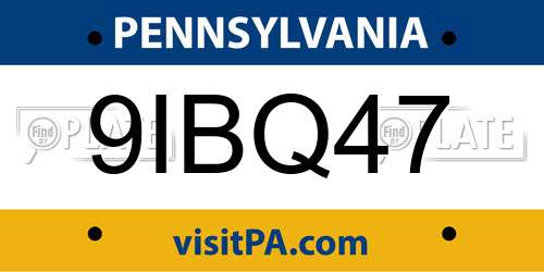 9IBQ47 Pennsylvania License Plate
