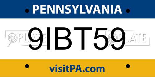 9IBT59 Pennsylvania License Plate